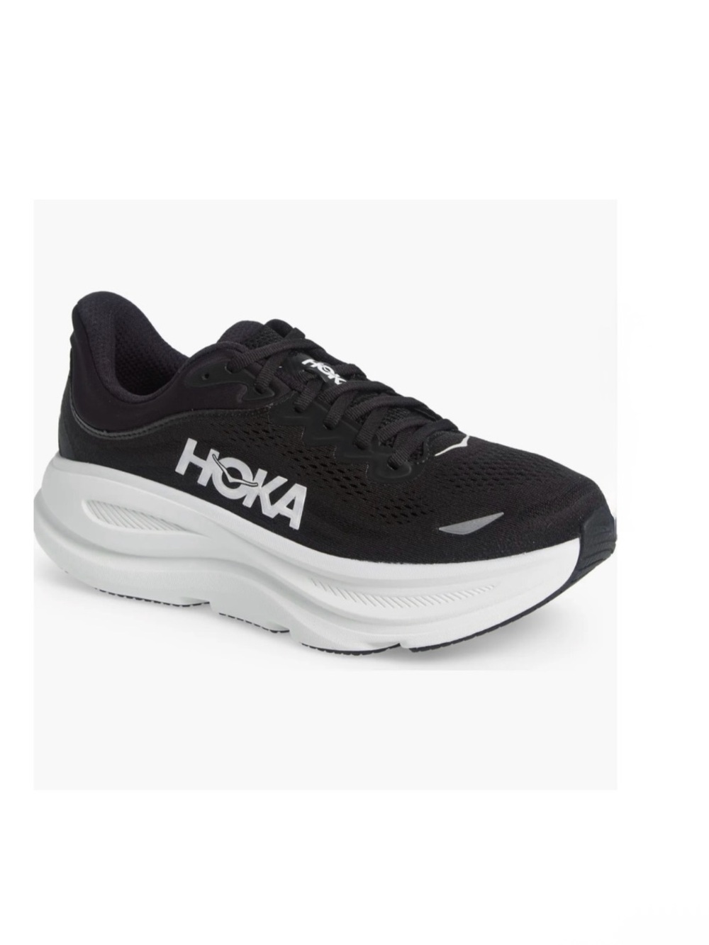 HOKA women | EVERYDAY RUNNING
Bondi 9 BLACK/WHITE size 8.5D gently used 
$ 175
